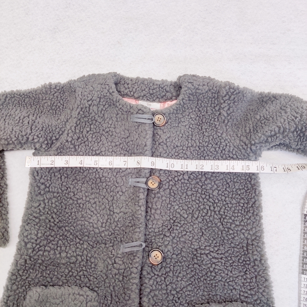 Hanna Andersson Sherpa Teddy Fleece Girls Coat Sz 120 (US 6/7) Gray Pink - Picture 9 of 13